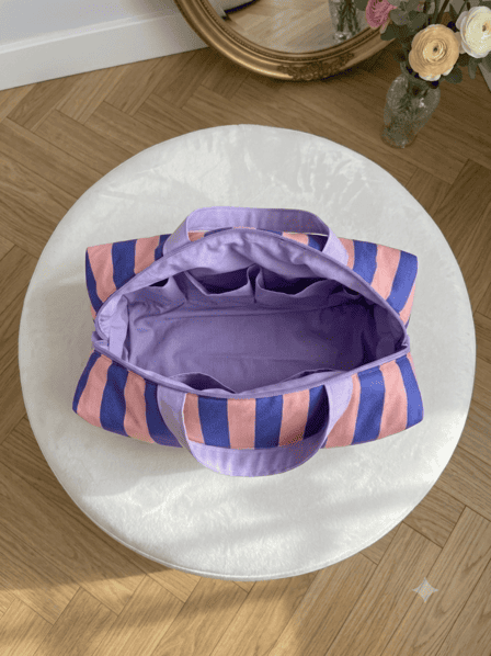 Neceser rayas azul y rosa