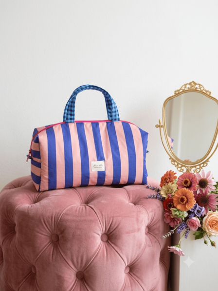 Neceser rayas azul y rosa