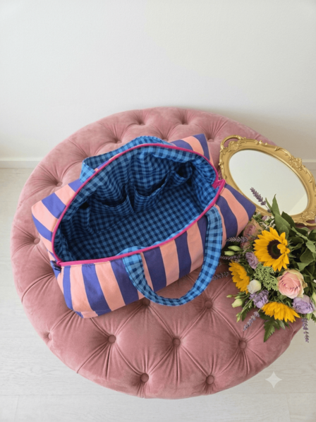 Neceser rayas azul y rosa