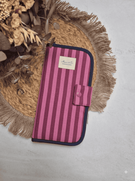 Neceser higiene rayas rosa