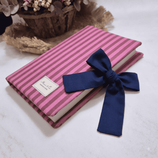 Funda de libro rayas rosa