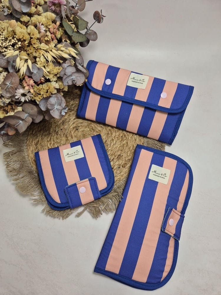 Neceser farmacia rayas azul y rosa