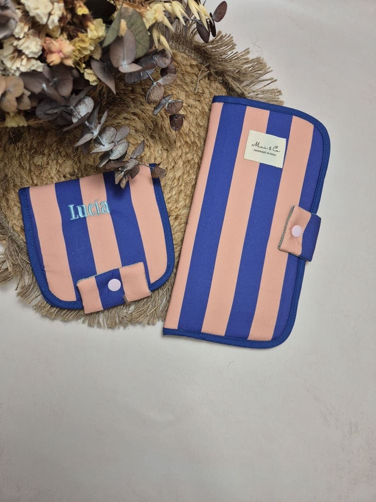 Neceser de higiene rayas azul y rosa
